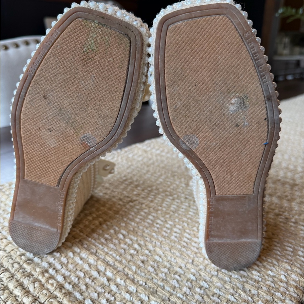Gianni Bini Ivory Pearl-Embellished Wedge Sandals - Picture 4 of 6